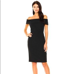 Calvin Klein 8 black sheath dress off the shoulder